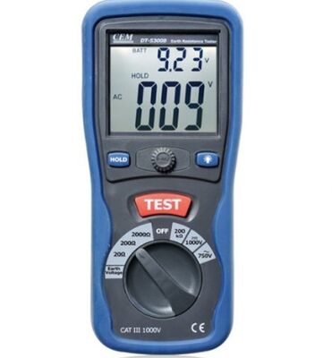 CEM DT-5300B Earth Resistance Tester Meets IEC10101 CATIII 1000V High Accuracy 0.01 AC750V/DC1000V Blue