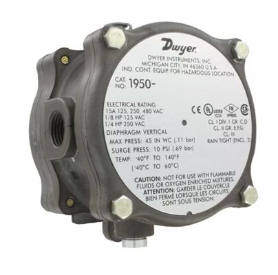 Dwyer Instruments 1950-0-2F Differential Pressure Switch, Explosion Proof, .15-.50in w.c.