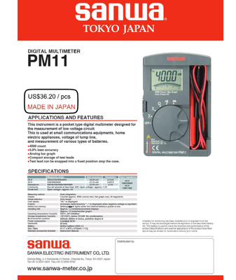 SANWA Digital Analog Multimeter Series | High Accuracy Class 0.5 | 600V AC/DC Voltage 10A Current | Low Battery Indicator | Made