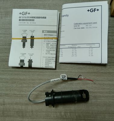 GF 3-8510-P0 Impeller Flow Sensor with Black PVDF Rotor Polypropylene Body and Titanium Pin for 1/2-4" Pipes