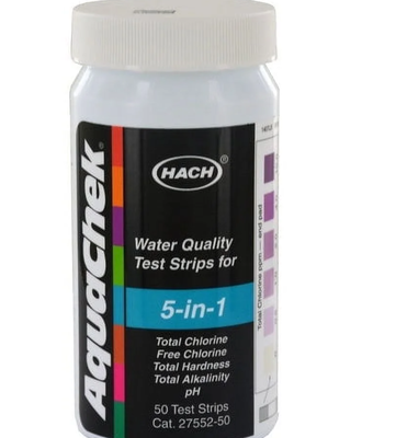 5 in 1 Water Quality Test Strips for Multi-Parameter Testing with 50 Tests and 0 - 10 mg/L Cl₂ Range